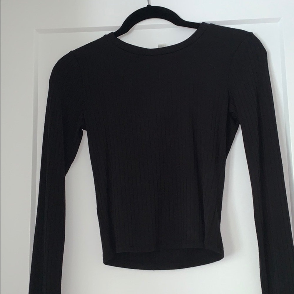 Garage Fitted long sleeve black tee